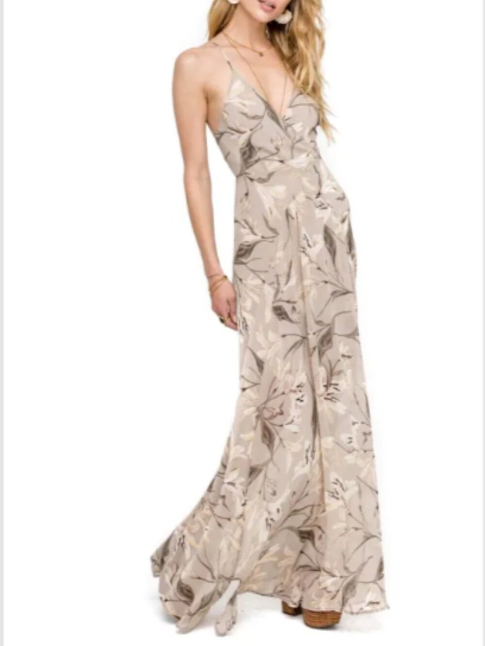 Astr The Label Tie-Back Floral Maxi Dress | S